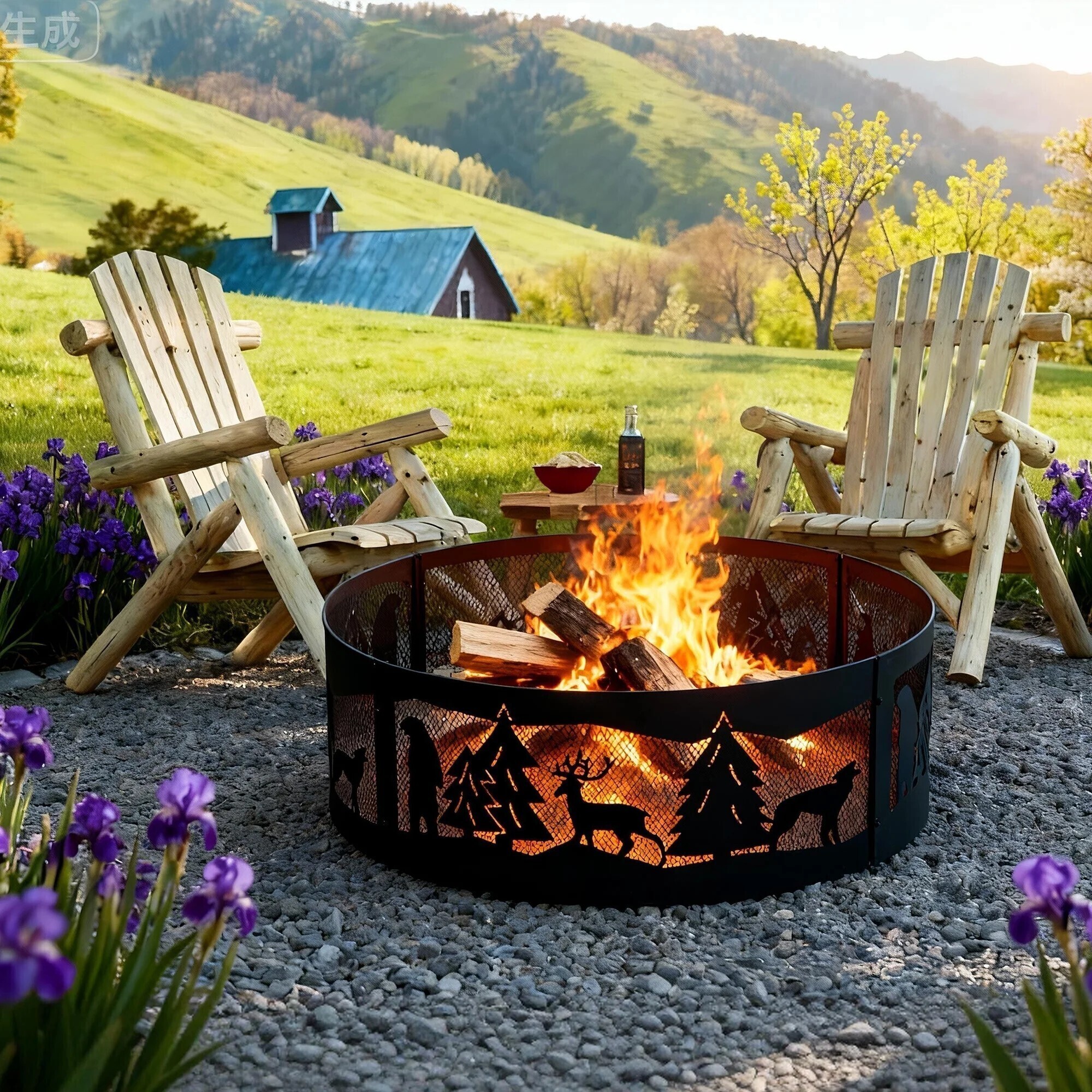 GearXpert Wildlife Fire Ring — 36in., Steel, Heat-Resistant Finish, Model# GXOD2A-OH600